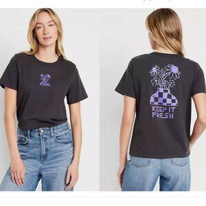 NWT Old Navy Soft EveryWear Graphic T-Shirt Tee Keep It Fresh Flower Women Small